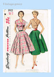 Simplicity 3922: 1950s Uncut Misses Sun Dress Sz 32 Bust Vintage Sewing Pattern