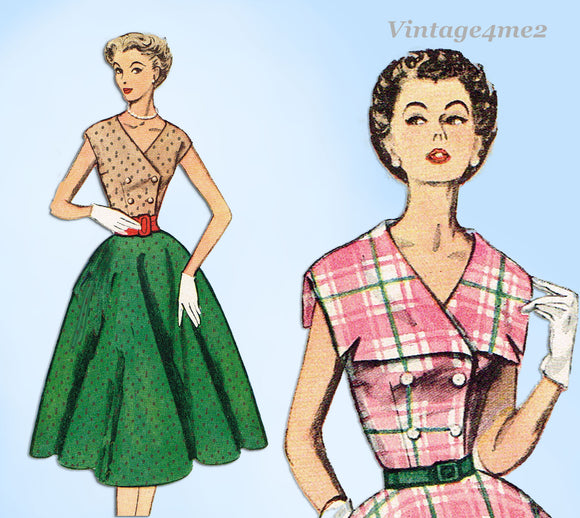 Simplicity 3922: 1950s Uncut Misses Sun Dress Sz 32 Bust Vintage Sewing Pattern