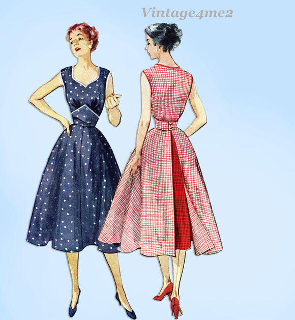 1950s Vintage Simplicity Sewing Pattern 3967 Misses Wrap Around Sun Dress Sz 32 B