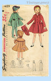 Simplicity 4024: 1950s Uncut Toddler Girls Coat & Hat Sz 6 Vintage Sewing Pattern