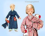 1950s Vintage Simplicity Sewing Pattern 4058 Toddlers Robe w Puppy Doll & Robe
