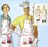 1950s Vintage Simplicity Sewing Pattern 4061 Cute His and Hers BBQ Aprons Fits All