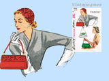 1950s Vintage Simplicity Sewing Pattern 4066 Rare Misses 22in Soutache Hat & Purse