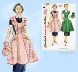 1950s Vintage Simplicity Sewing Pattern 4092 Misses Full Apron & Oven Mitt Sz MED