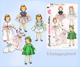 1950s Original Vintage Simplicity Sewing Pattern 4128 14 Inch Toddler Doll Clothes