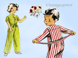 1950s Vintage Simplicity Sewing Pattern 4130 Cute Toddlers Puppy Pajamas