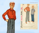 1940s Vintage Simplicity Pattern 4132 Classic Little Boys Trousers & Shirt Sz 8