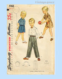 1950s Vintage Simplicity Sewing Pattern 4166 Boys Shirt Shorts & Trousers Size 4