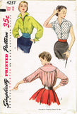 1950s Vintage Simplicity Sewing Pattern 4237 Stunning Misses Blouse Size 34 B