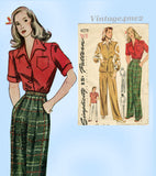 Simplicity 4279: 1940s Charming Misses WWII Slacks Sz 34 B Vintage Sewing Pattern