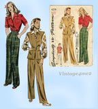 Simplicity 4279: 1940s Charming Misses WWII Slacks Sz 34 B Vintage Sewing Pattern