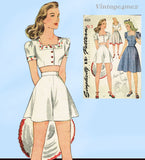 Simplicity 4321: 1940s Rare Misses WWII Shorts Top and Skirt 34B Vintage Sewing Pattern