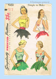 1950s Vintage Simplicity Sewing Pattern 4350 Easy Misses Sleeveless Top Sz 34 B