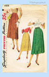 1950s Vintage Simplicity Sewing Pattern 4414 Flattering Uncut Misses Skirt