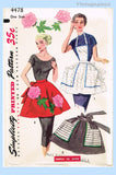 1950s Vintage Simplicity Sewing Pattern 4478 Easy Uncut Misses Apron Fits All