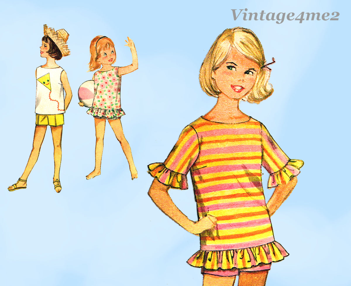 Simplicity 3987: 1960s Toddler Girls Play Clothes VTG Sewing Pattern ...