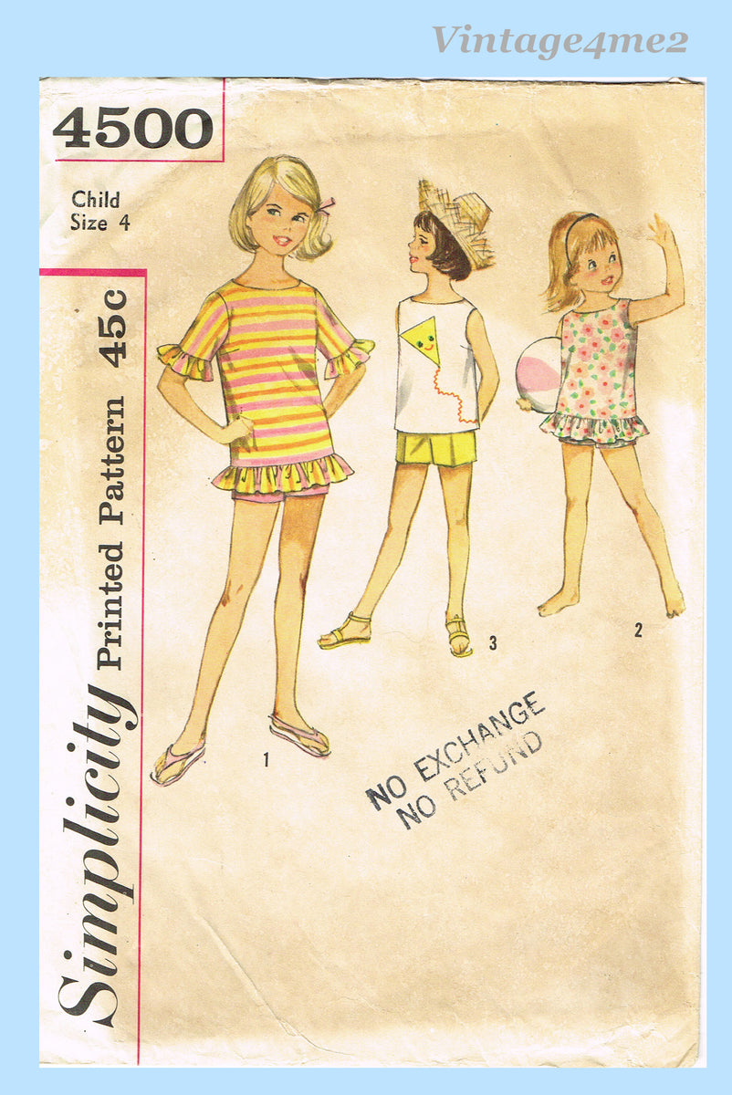 Simplicity 3987: 1960s Toddler Girls Play Clothes VTG Sewing Pattern ...