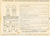 1940s Vintage Simplicity Sewing Pattern 4526 WWII Misses Shirtwaist Dress Sz 34B