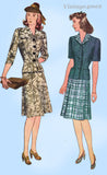 Simplicity 4527: 1940s Complete Misses WWII Suit Sz 36 Bust Vintage Sewing Pattern