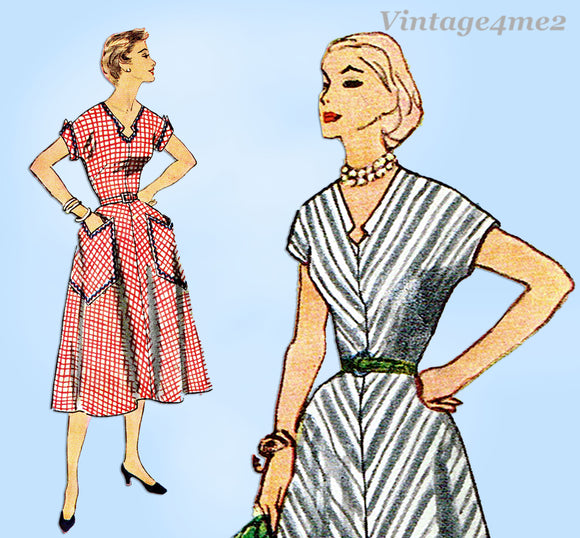 1950s Vintage Simplicity Sewing Pattern 4527 Easy Uncut Plus Size Dress 41 B