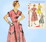 1950s Vintage Simplicity Sewing Pattern 4527 Easy Uncut Plus Size Dress 41 B