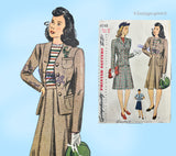 1940s Vintage Simplicity Sewing Pattern 4548 Uncut WWII Misses Suit Sz 34 B