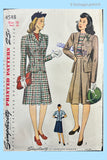 1940s Vintage Simplicity Sewing Pattern 4548 Uncut WWII Misses Suit Sz 34 B