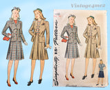 1940s Vintage Simplicity Sewing Pattern 4561 Uncut WWII Misses Suit Sz 28 B