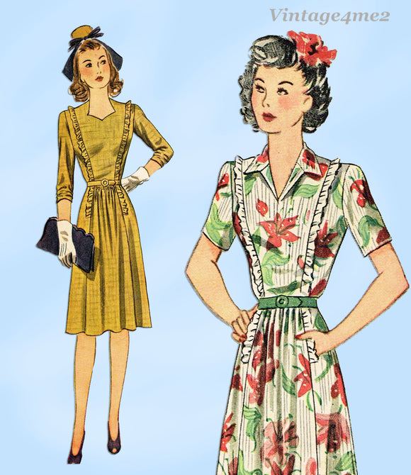 Simplicity 4577: 1940s Easy Misses WWII Day Dress Sz 34 B Vintage Sewing Pattern