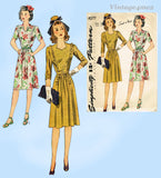 Simplicity 4577: 1940s Easy Misses WWII Day Dress Sz 34 B Vintage Sewing Pattern