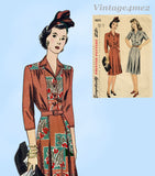 Simplicity 4614: 1940s Misses WWII Street Dress Sz 34 B Vintage Sewing Pattern
