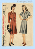 Simplicity 4614: 1940s Misses WWII Street Dress Sz 34 B Vintage Sewing Pattern