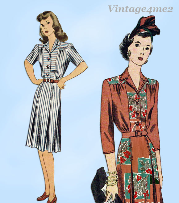 Simplicity 4614: 1940s Misses WWII Street Dress Sz 34 B Vintage Sewing Pattern