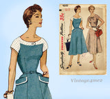 Simplicity 4649: 1950s Uncut Misses Street Dress Sz 34 B Vintage Sewing Pattern