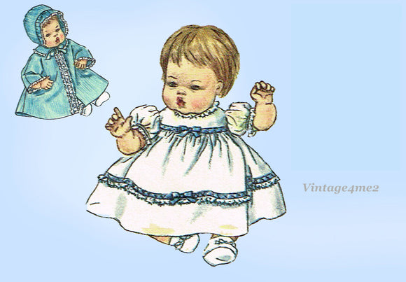 1960s Vintage Simplicity Sewing Pattern 4723 12 Inch Baby Dear Doll Clothes