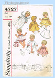 1960s Vintage Simplicity Sewing Pattern 4727 14 Inch Baby Doll Clothes Set