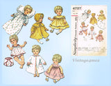 1960s Vintage Simplicity Sewing Pattern 4727 14 Inch Baby Doll Clothes Set
