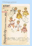 1960s Vintage Simplicity Sewing Pattern 4727 18 Inch Betsy Wetsy Baby Doll Clothes