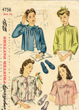 Simplicity 4756: 1940s Misses Bedjacket & Slippers 34B Vintage Sewing Pattern