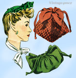 1940s Vintage Simplicity Sewing Pattern 4777 Charming WWII Hat Purse Mittens Sz LRG