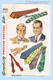 Simplicity 4816: 1940s Rare Uncut WWII Men's Ties Fits All Vintage Sewing Pattern