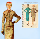 1950s Vintage Simplicity Sewing Pattern 4842 Stylish Uncut Misses Suit Sz 30 B