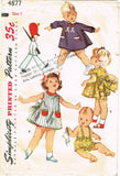 Simplicity 4877:1950s Sweet Toddler Apron Dress Size 1 Vintage Sewing Pattern