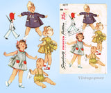 Simplicity 4877:1950s Sweet Toddler Apron Dress Size 1 Vintage Sewing Pattern