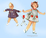 Simplicity 4877:1950s Sweet Toddler Apron Dress Size 1 Vintage Sewing Pattern