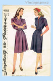 Simplicity 4903: 1940s Uncut Misses WWII Dress Sz 33 B Vintage Sewing Pattern
