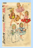 1950s Vintage Simplicity Sewing Pattern 4909 16.5 Inch Little Girl Doll Clothes