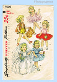 1950s Vintage Simplicity Sewing Pattern 4909 21.5 Inch Little Girl Doll Clothes