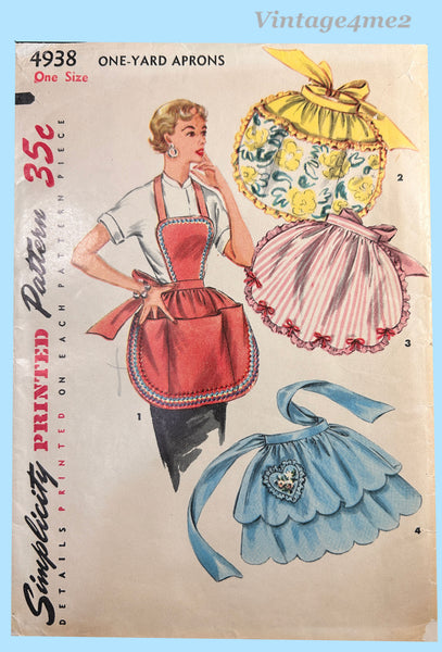 1950s Vintage Simplicity Sewing Pattern 4938 Misses Tiered Apron Set –  Vintage4me2