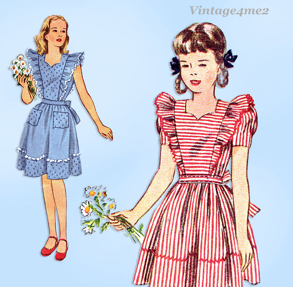 Simplicity 4963: 1940s Little Girls WWII Pinafore Dress Vintage Sewing Pattern